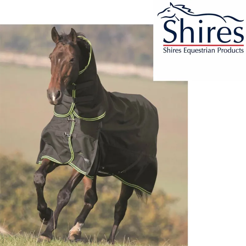 Shires Highlander plus 350g Combo Turnout Rug - Black/Green 